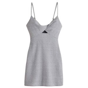 Abercrombie & Fitch Grey/Blue Ditsy Floral Twist Front Keyhole Mini Dress | LT